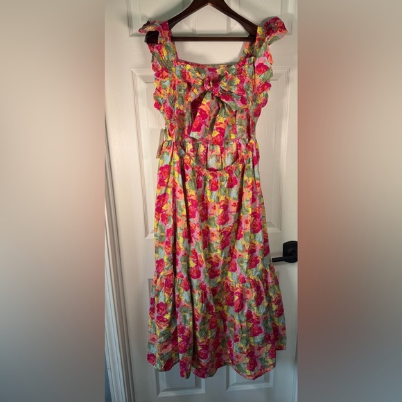 NWT Peyton & Parker Mommy & Me Pink Floral Midi Flutter Sleeve Dress Size Large - Picture 6 of 9